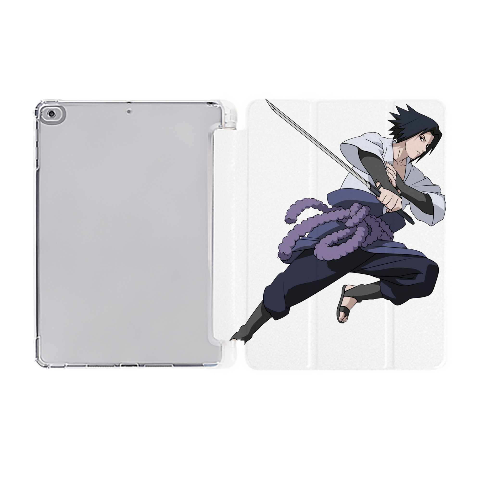 （画像用） NARUTO -ナルト- うちは サスケ Uchiha Sasuke IPad ケース ペン収納付き 三つ折りスタンド PUレザー×シリコン 対応機種9.5/10.5/10.9インチ